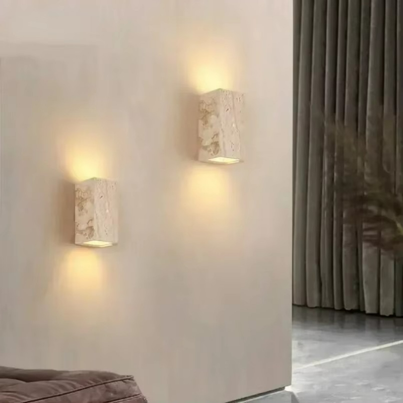 Outdoor Lighting For Front Of House - Lampe murale en pierre de travertin