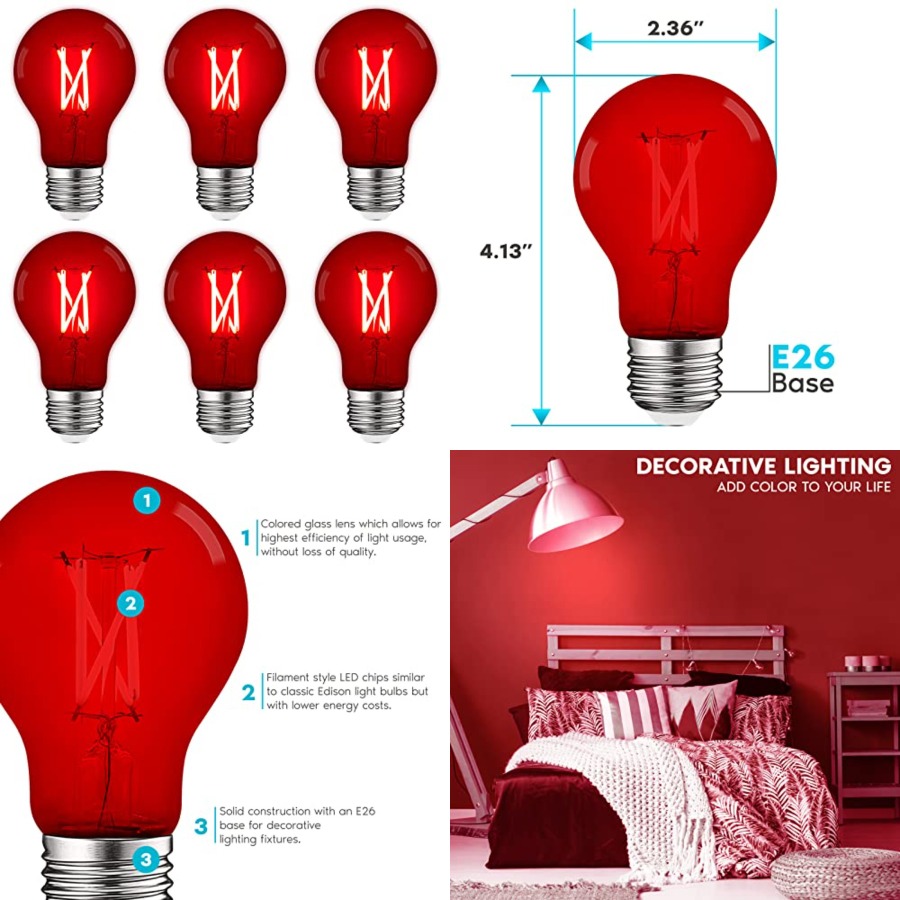 Outdoor Lighting And Decor - Ampoules LED Edison A19, équivalent 4,5W
