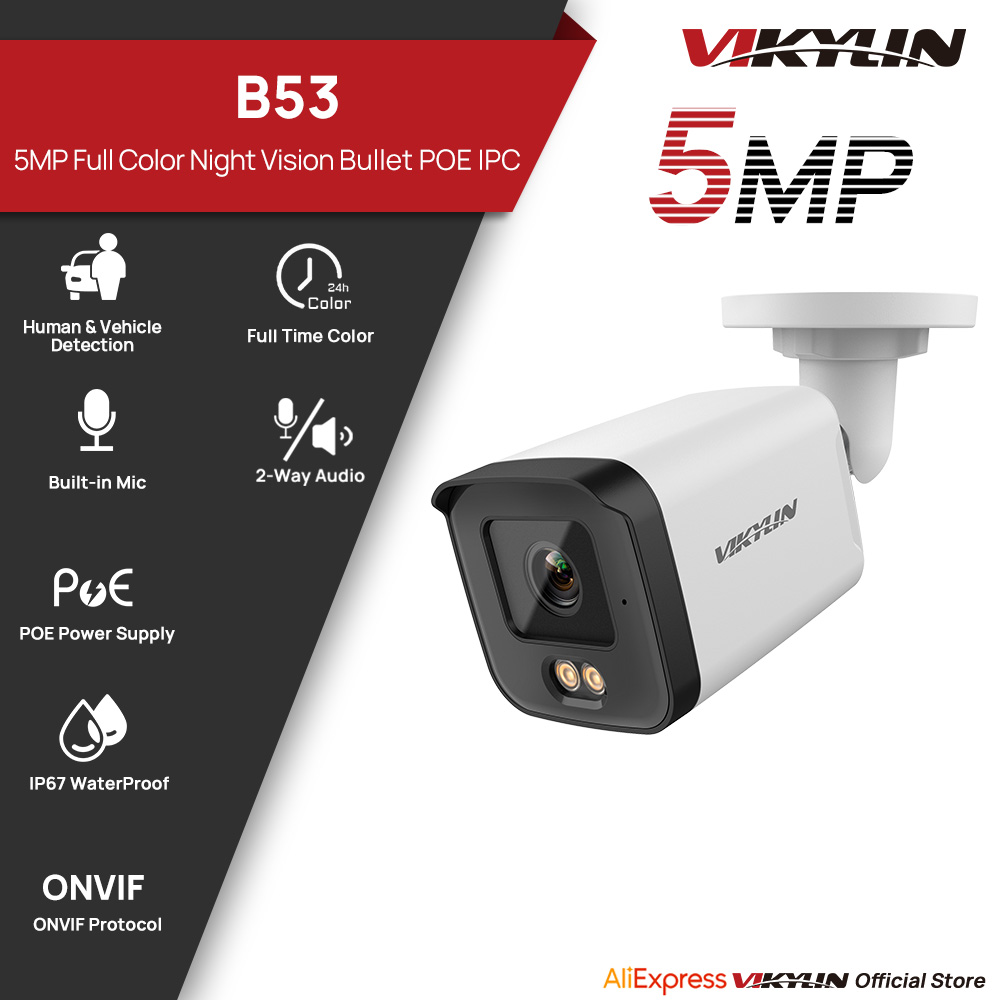 Outdoor Lighting Mains Powered - Caméra de sécurité IP VIKYLIN 5MP,