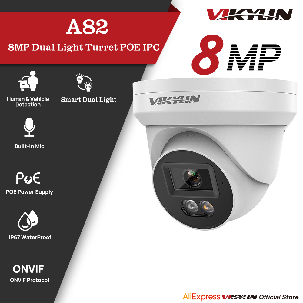 Outdoor Lighting Mains Powered - Caméra de sécurité IP VIKYLIN 8MP