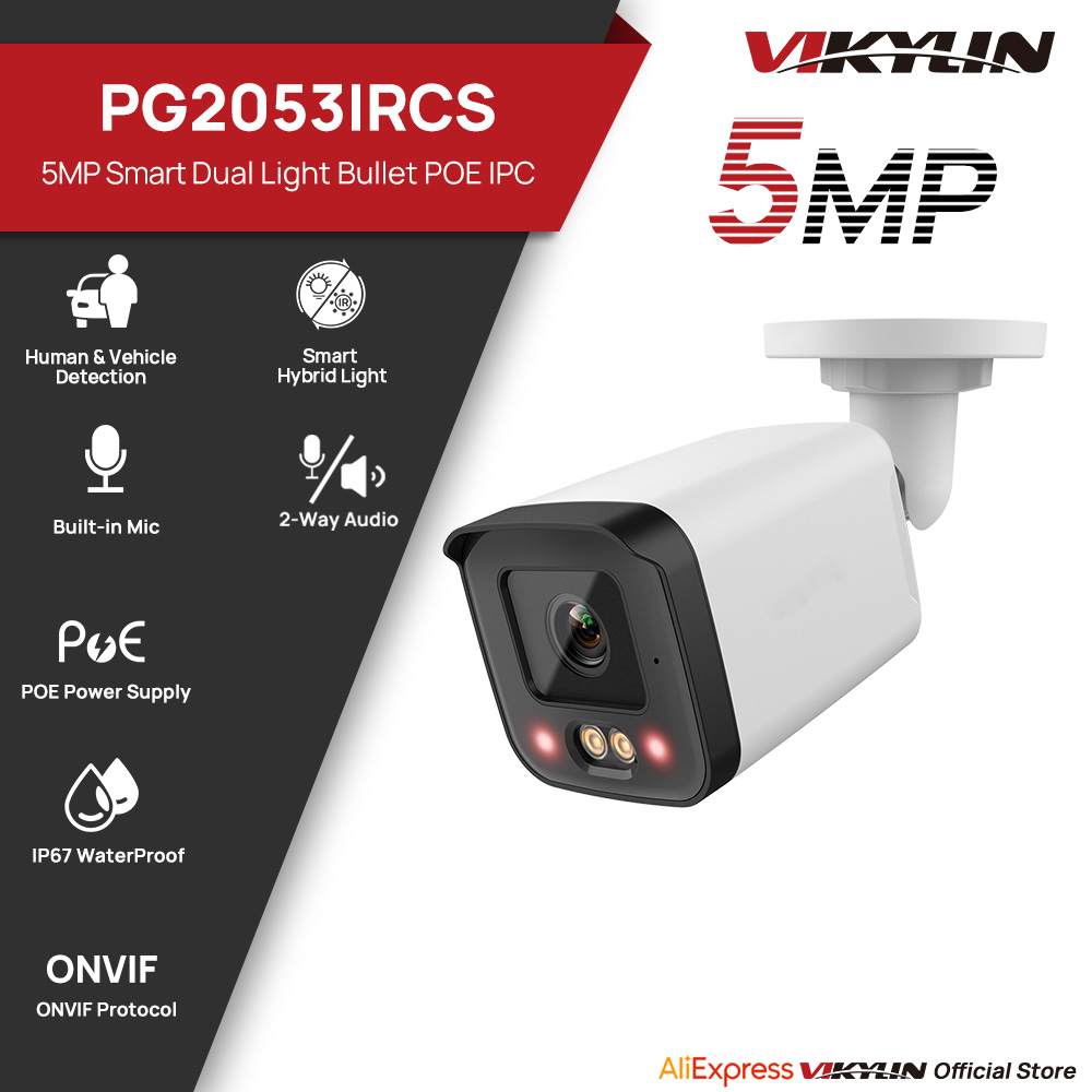 Outdoor Lighting Mains Powered - Caméra de sécurité IP VIKYLIN 5MP