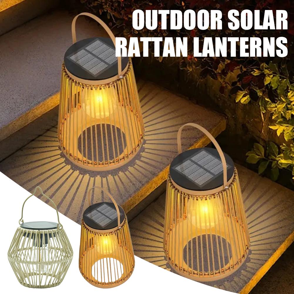 Outdoor Lighting And Decor - Lanterne solaire en rotin étanche IP65,