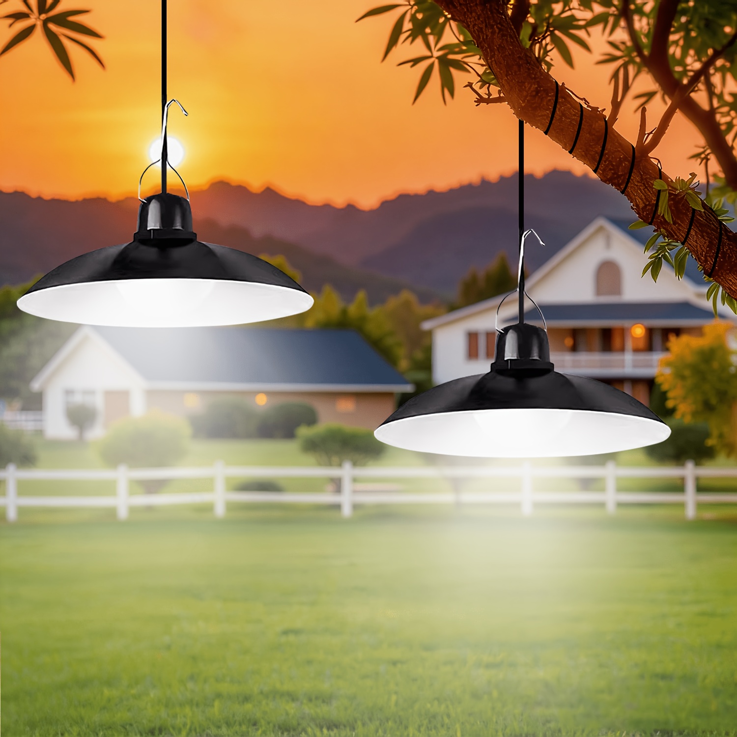 Outdoor Lighting Pendant - 1pc Lampe Solaire Suspendue Extérieure LED,
