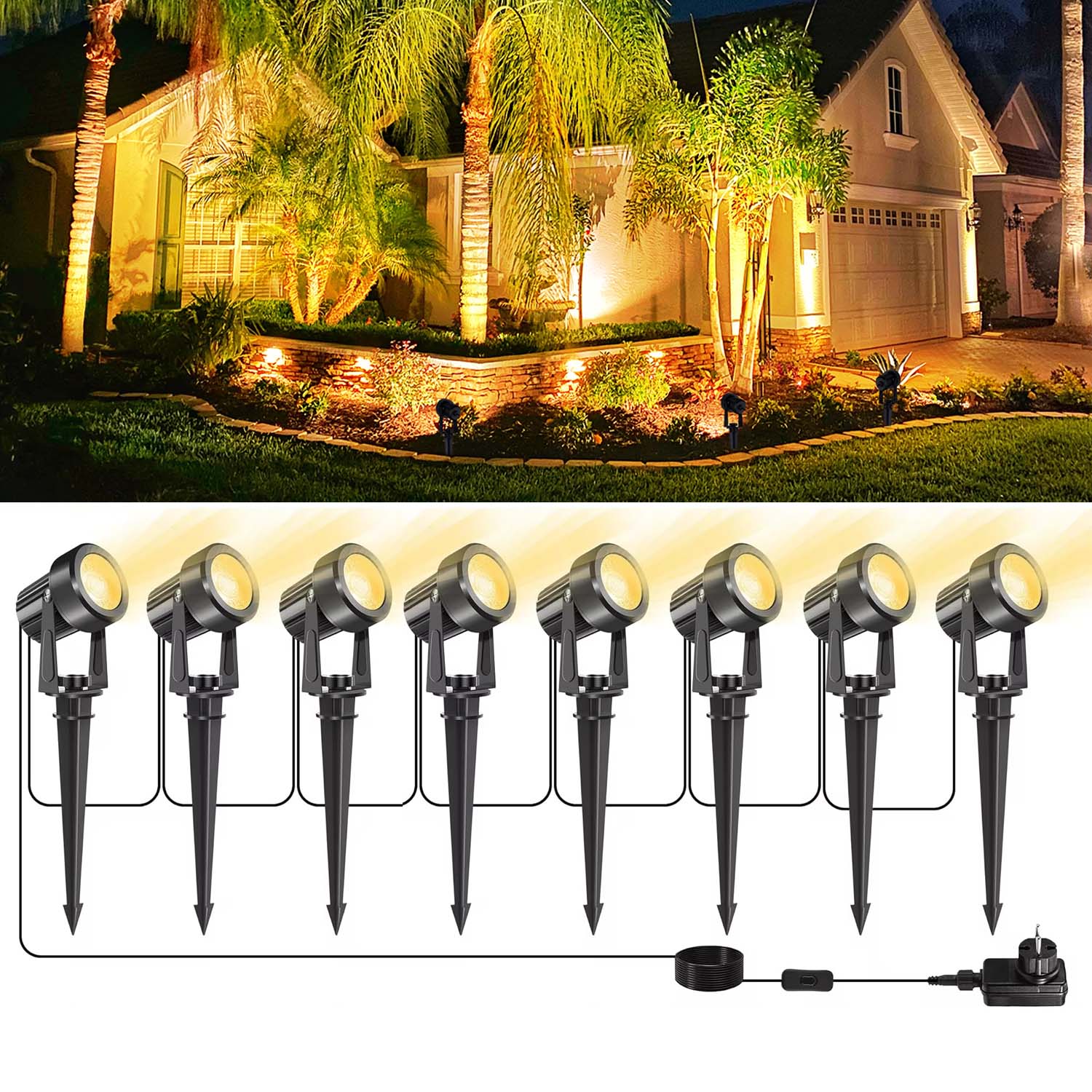 Outdoor Lighting Low Voltage - 4/6/8 LEDS 3000K projecteur extérieur paysage