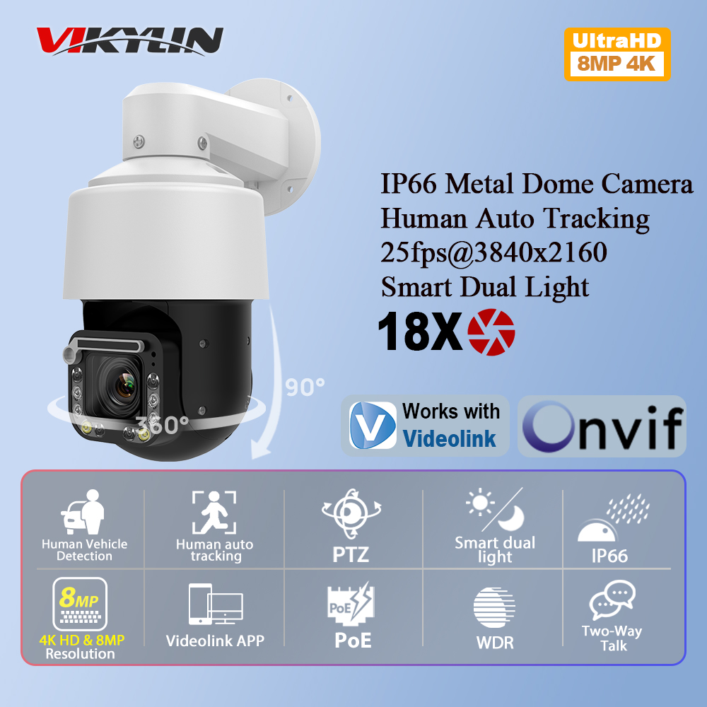 Outdoor Lighting Mains Powered - Caméra IP PTZ Vikylin 4K 8MP