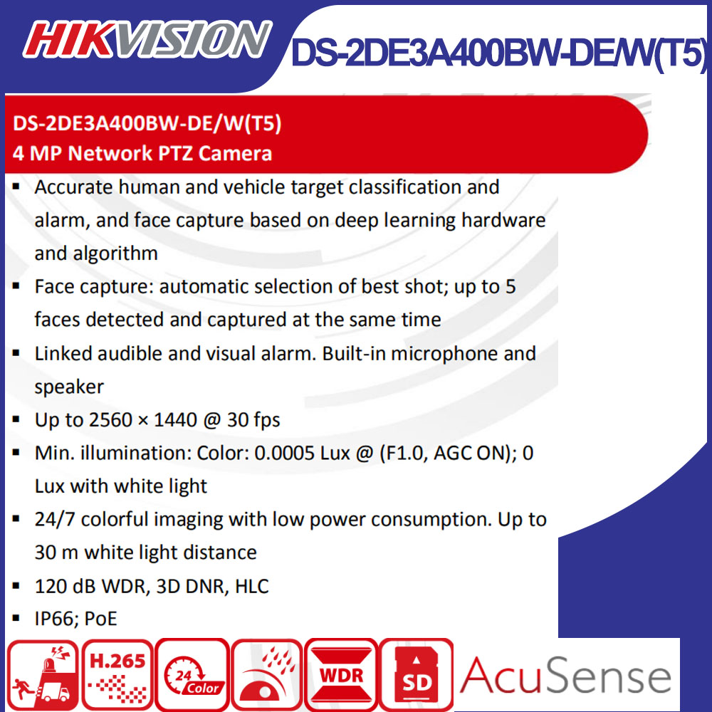 Caméra IP PTZ Wi-Fi Hikvision  - Outdoor Lighting Mains Powered avis et prix